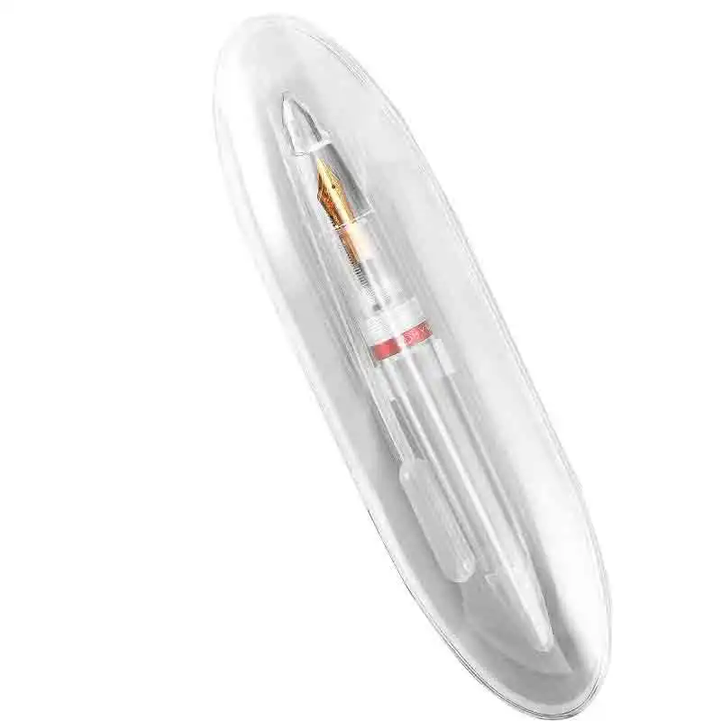 Novel Acrylic transparent clear creative  big ink tube fountain pen for teacher and office with dropper