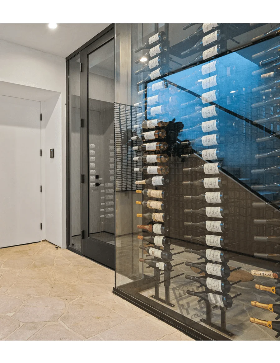 Modern luxury Wall mounted wine rack with glass holder bar cellar wall large  wine rack for wine storage or hotel