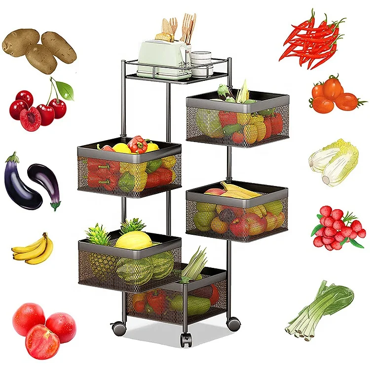 rotating vegetable shelf multi-layer vegetable and fruit storage rack display shelf for kitchen