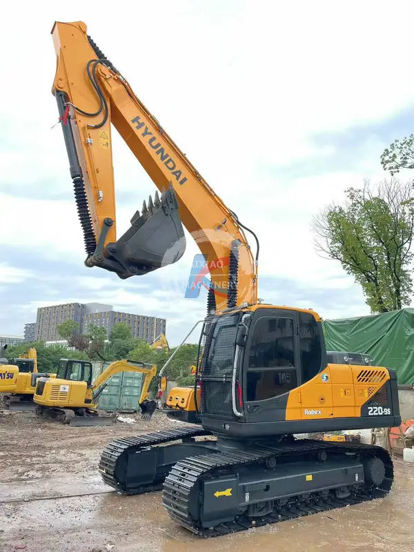 Hyundai 220 used excavator secondhand excavadora backhoe  22 ton in stock crawler digger hydraulic machine low price cheap