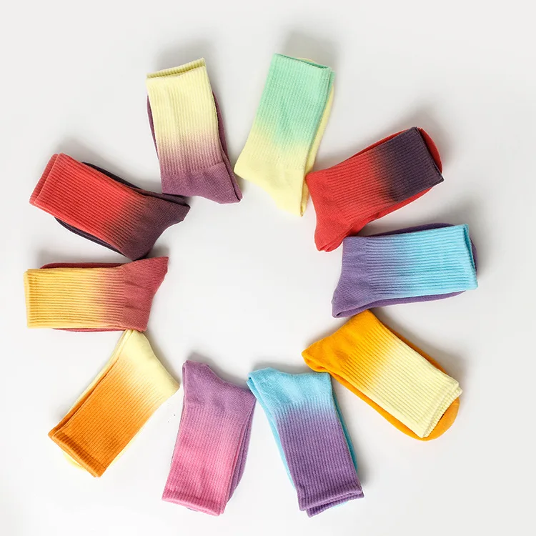 SHANXIN на заказ Dip Dye красочные повседневные хлопковые спортивные модные носки оптом OEM Tie