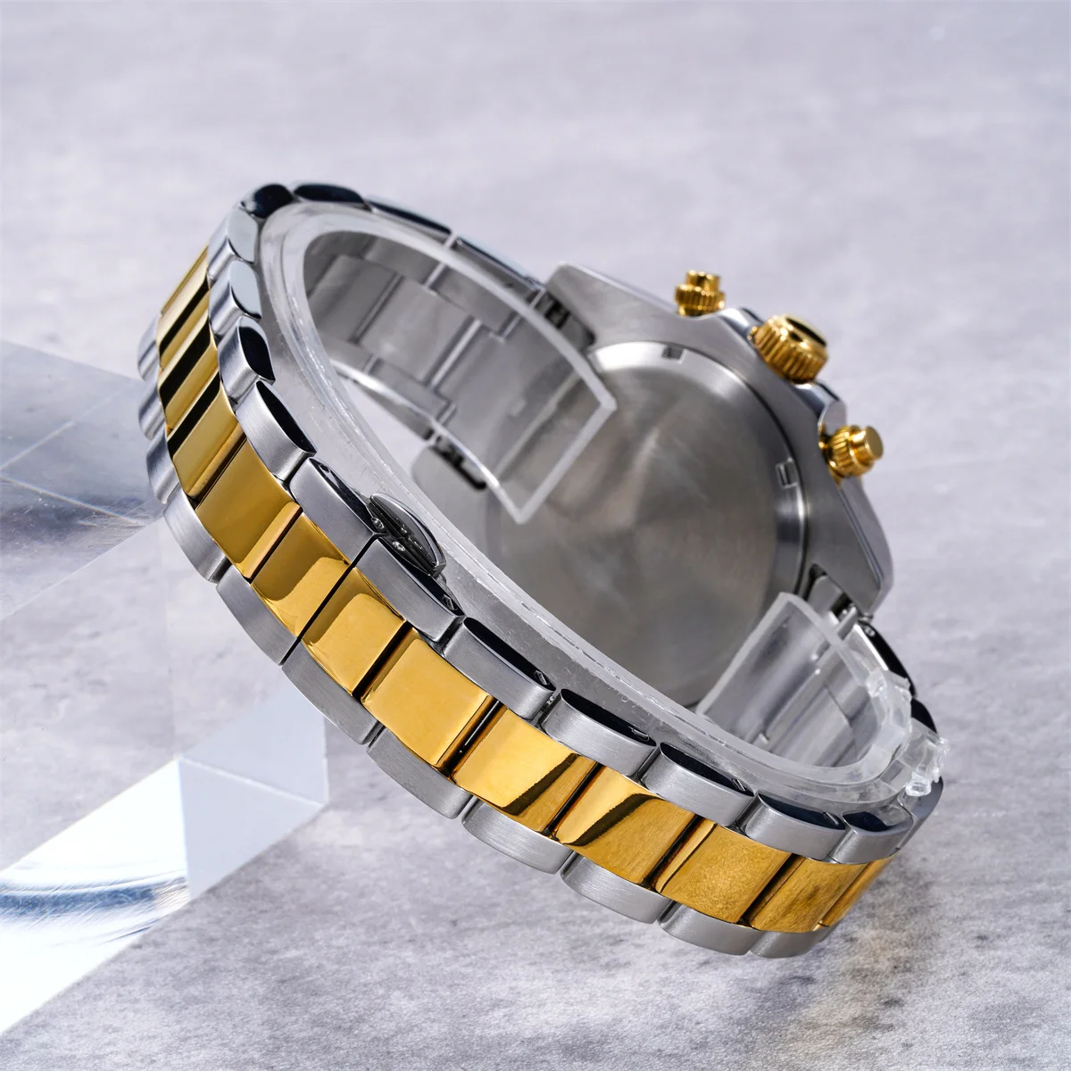 40mm Steel Bezel Male Classical Small Three Pins Luminous Hands Diamond Luxury Watch Man Waterproof Quartz Chronograph Watch