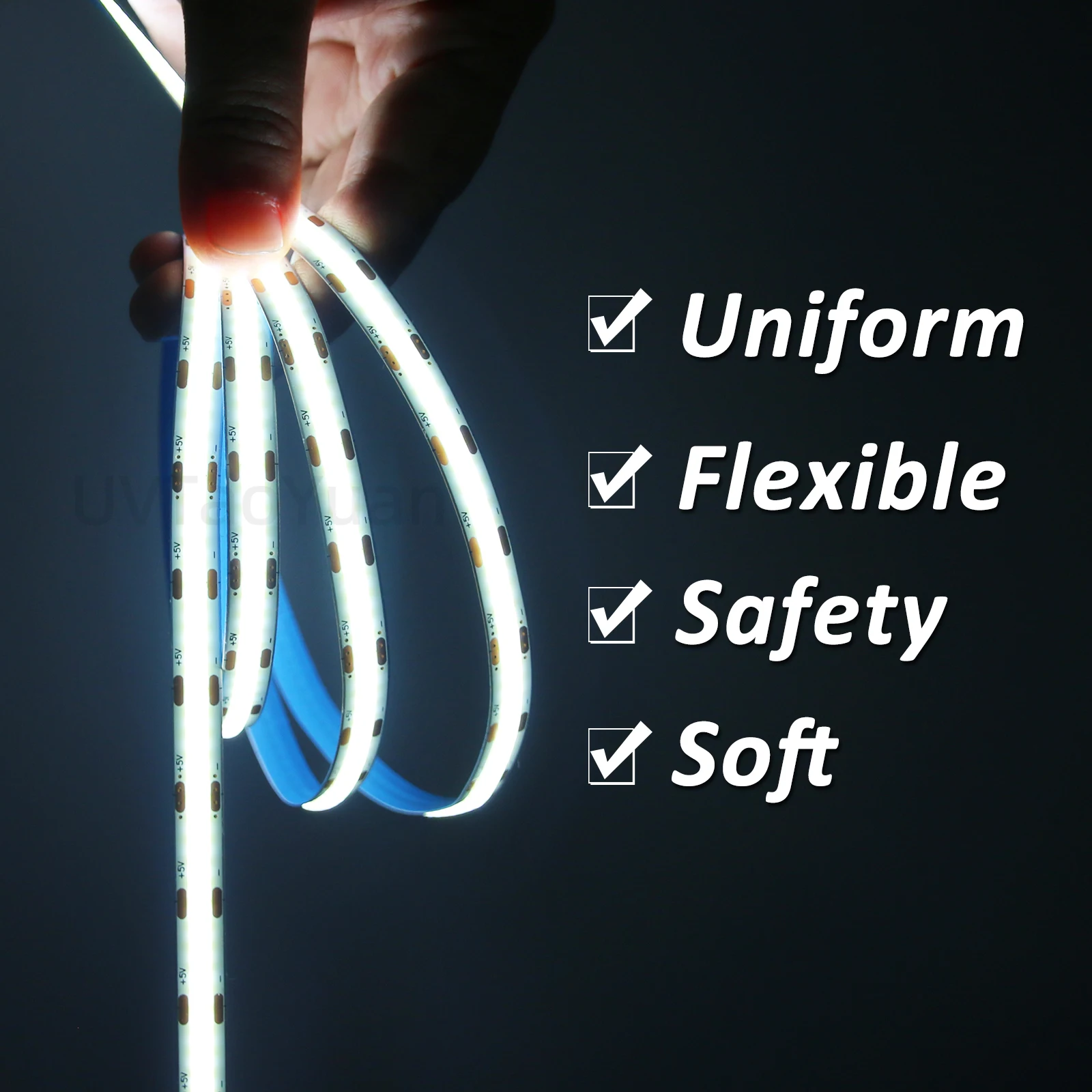 UVTaoYuan COB светодиодные полосы света 5 В USB белый свет гибкие 8 мм 320 светодиоды 2 м