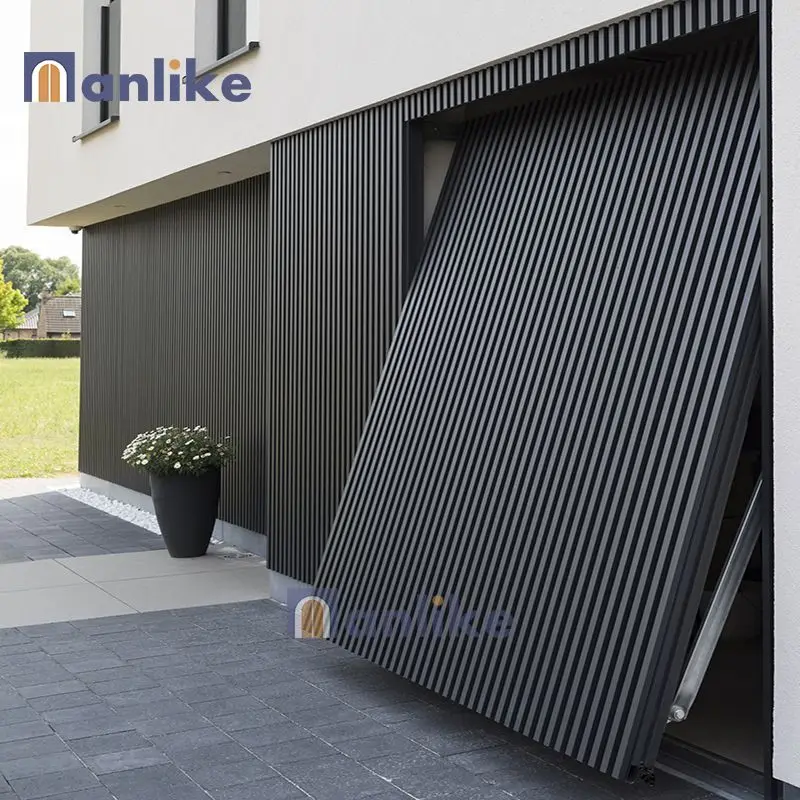 Anlike Wholesale Modern 8x7 Panel Lift Double Industrial Motor Slat Aluminium Tilt Black Double Garage Doors