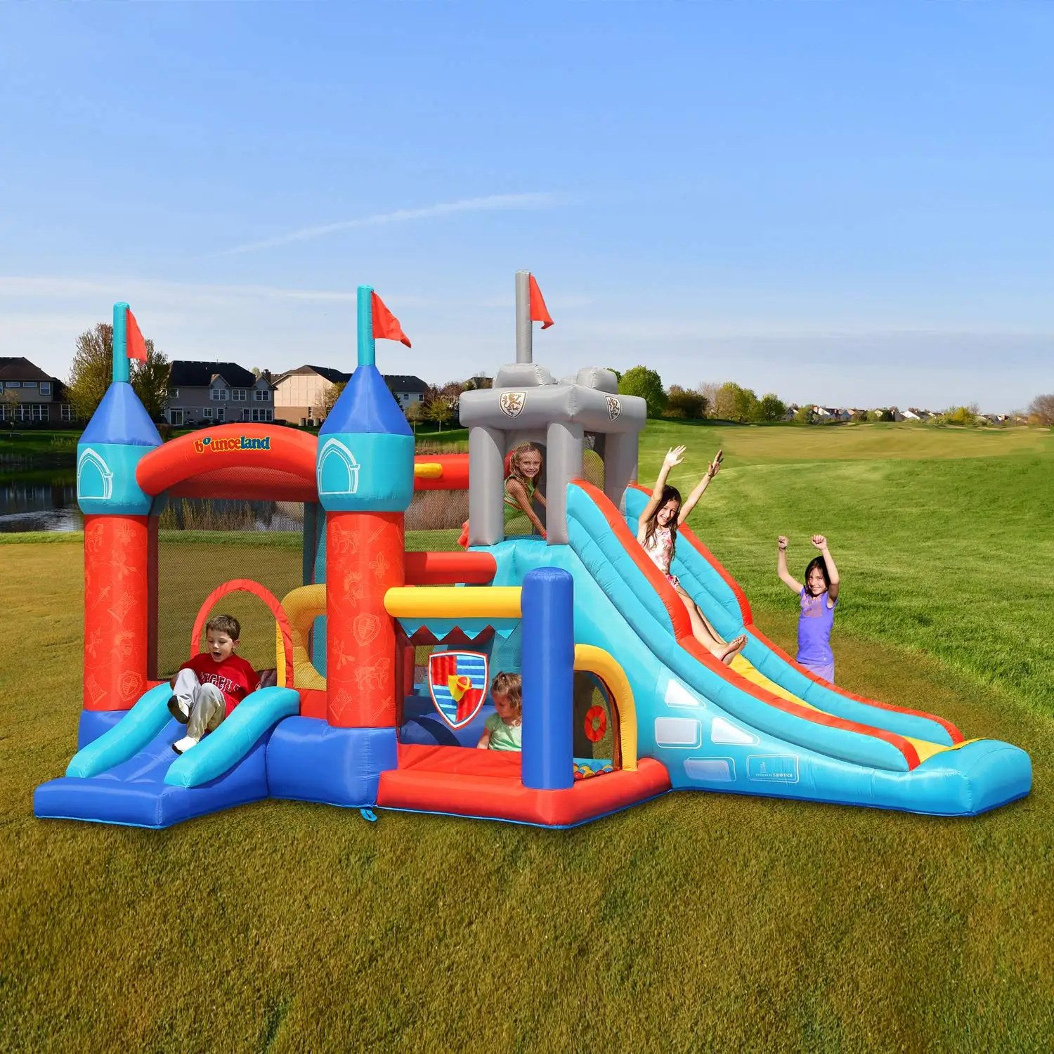 Commercial Grade Inflatable Bounce House Castle with Slide Ball Pit Big Bouncy Castle Obstacle Jump Castle