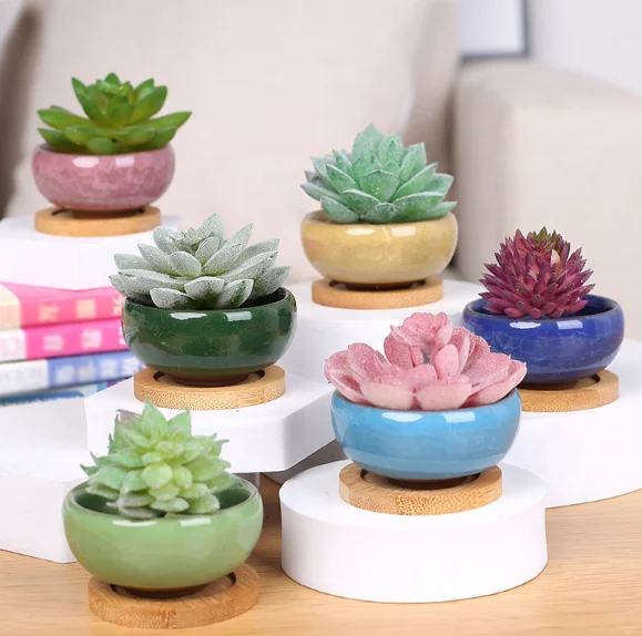 Ceramic Mini Flower Pot Cactus Plant Pots Flower Pots Container Planter for Home Garden Office Decoration