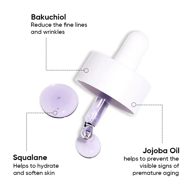 Oem Factory Smooths Skin Firm Antioxidant Squalane Retinol Alternative 30ml Face Serum Bakuchiol Serum