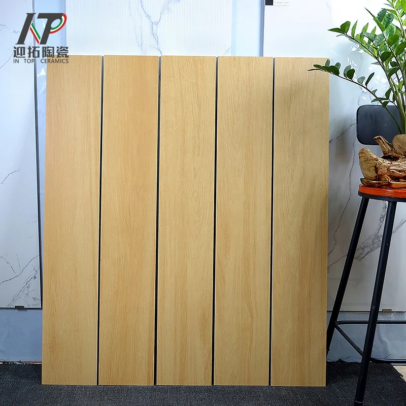 200x1200mm cream yellow color full porcelain imitation solid wooden tile bedroom living room floor tile concise