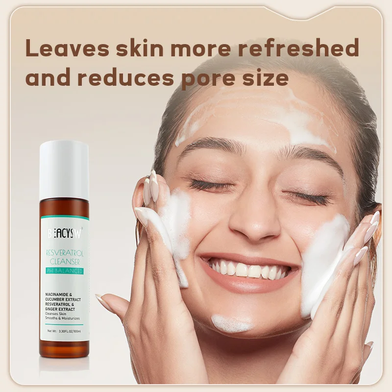 Resveratrol Glycolic Acid Face Wash, Exfoliating Facial Cleanser and Scrub