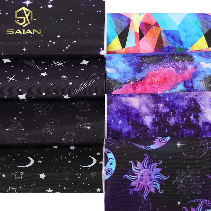 Custom Waterproof Starry Sky Series Design Digital Printed Polyester Memory Composite Fabric For Clothing Toy Garment Bag