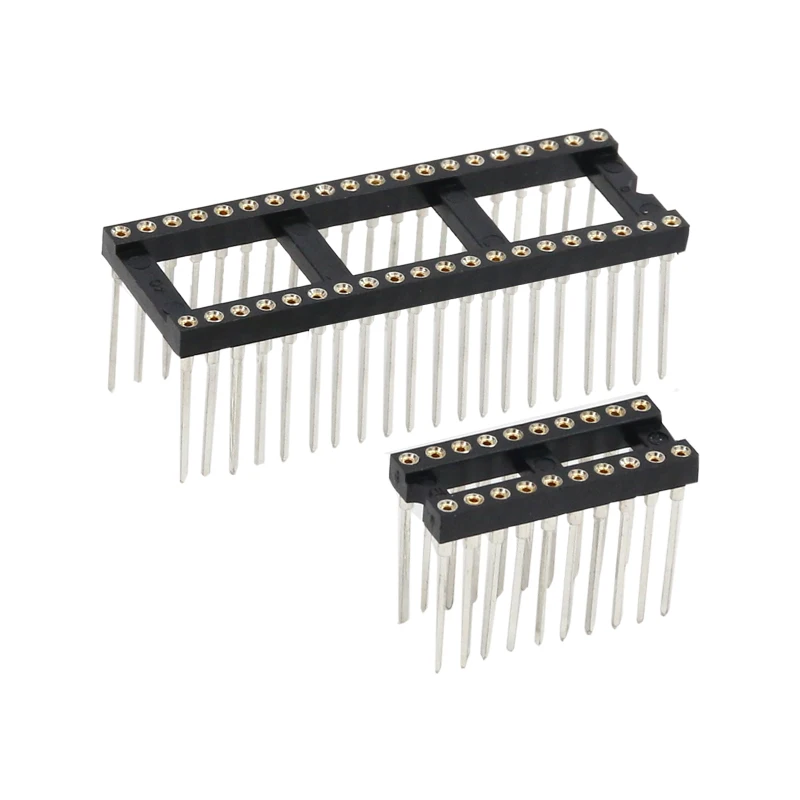 2.54mm pitch round pin female IC Socket Vertical type L=17.178mm gold plating