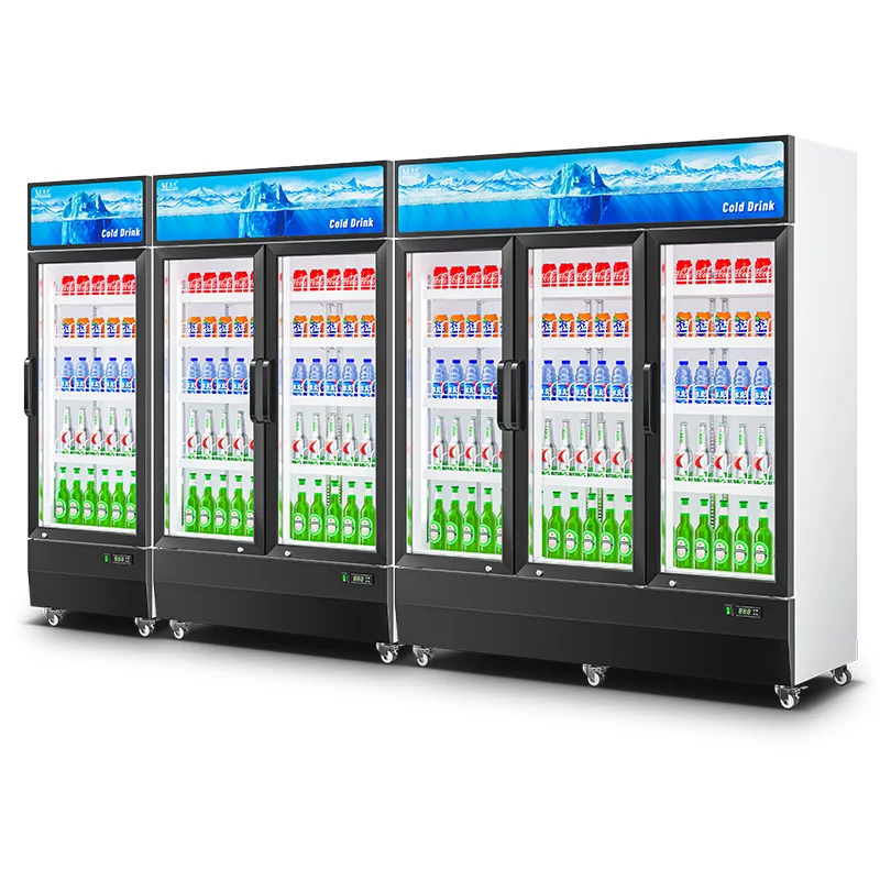 High Quality Single/Multi Glass Doors Store beverage display fridge plug in automatic defrosting glass door cooler for beverage