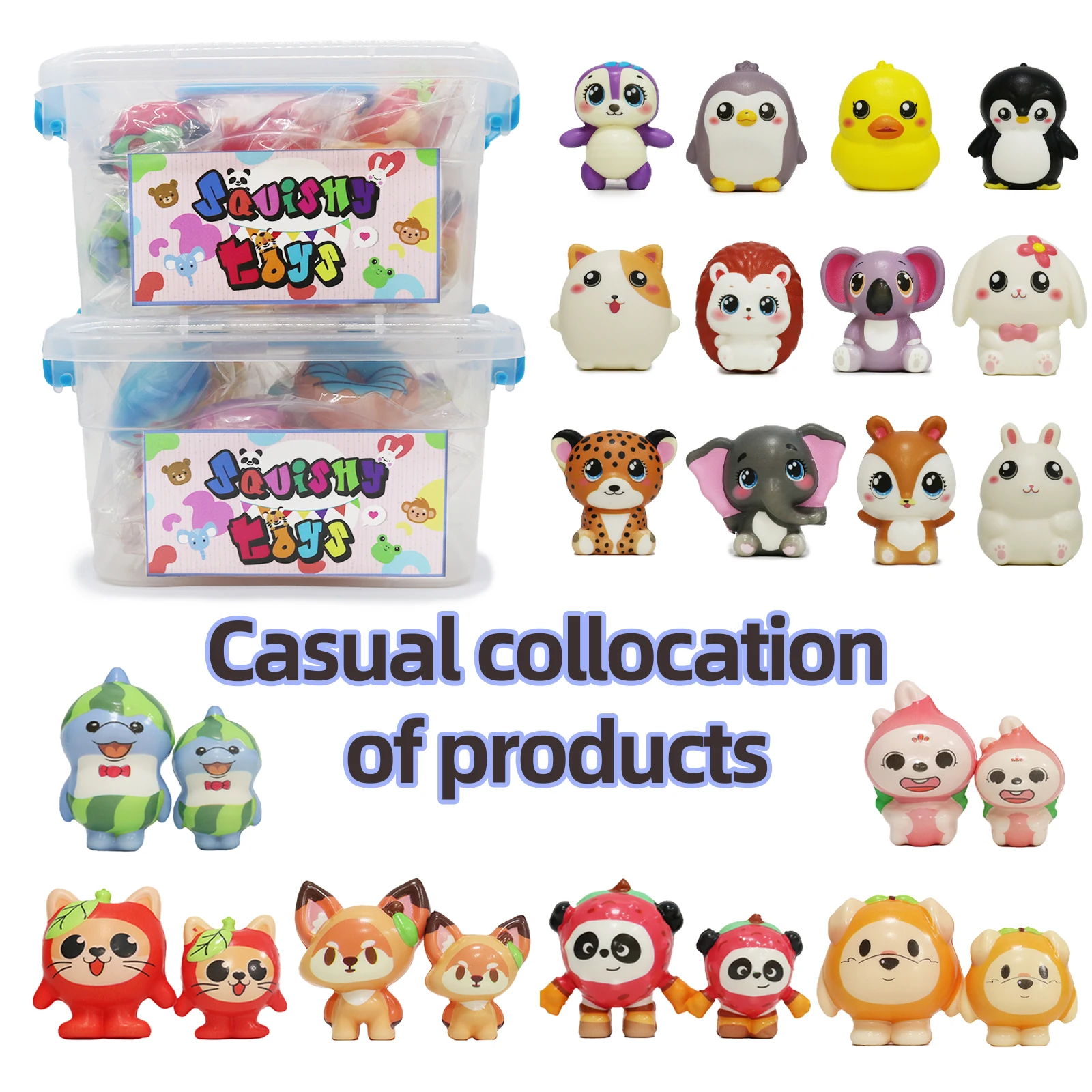 Soft PU Relief TPR Squeeze Toys Set for Kids Fidget Stress Vent Animals Soft Press Toys for Relaxation