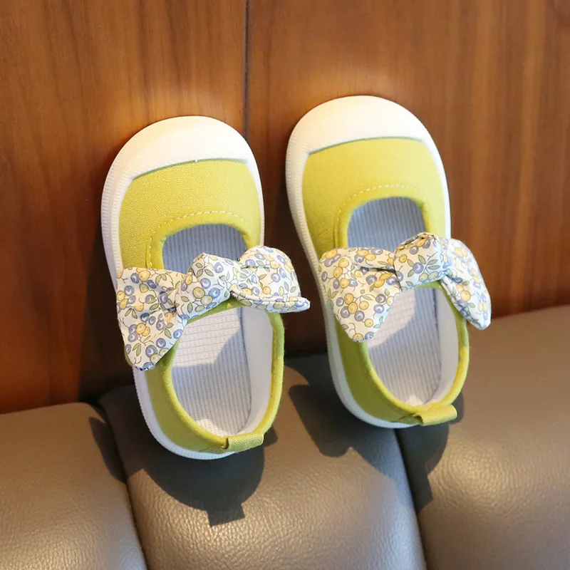 Size 17-28 Autumn Spring Children Girls Shoes Cute Bowknot Princess Child Shoes Candy Color New Style Canvas Shoes Kids