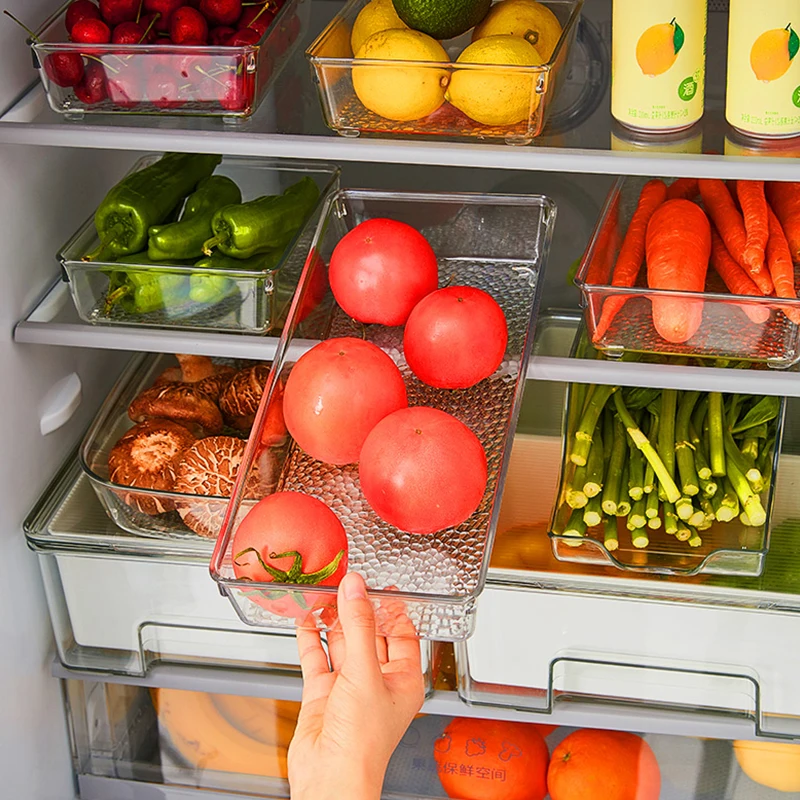 Stackable Clear Kitchen Stackable fridge organizers and storage Food Organizer Box Fridge Storage Bins with cover