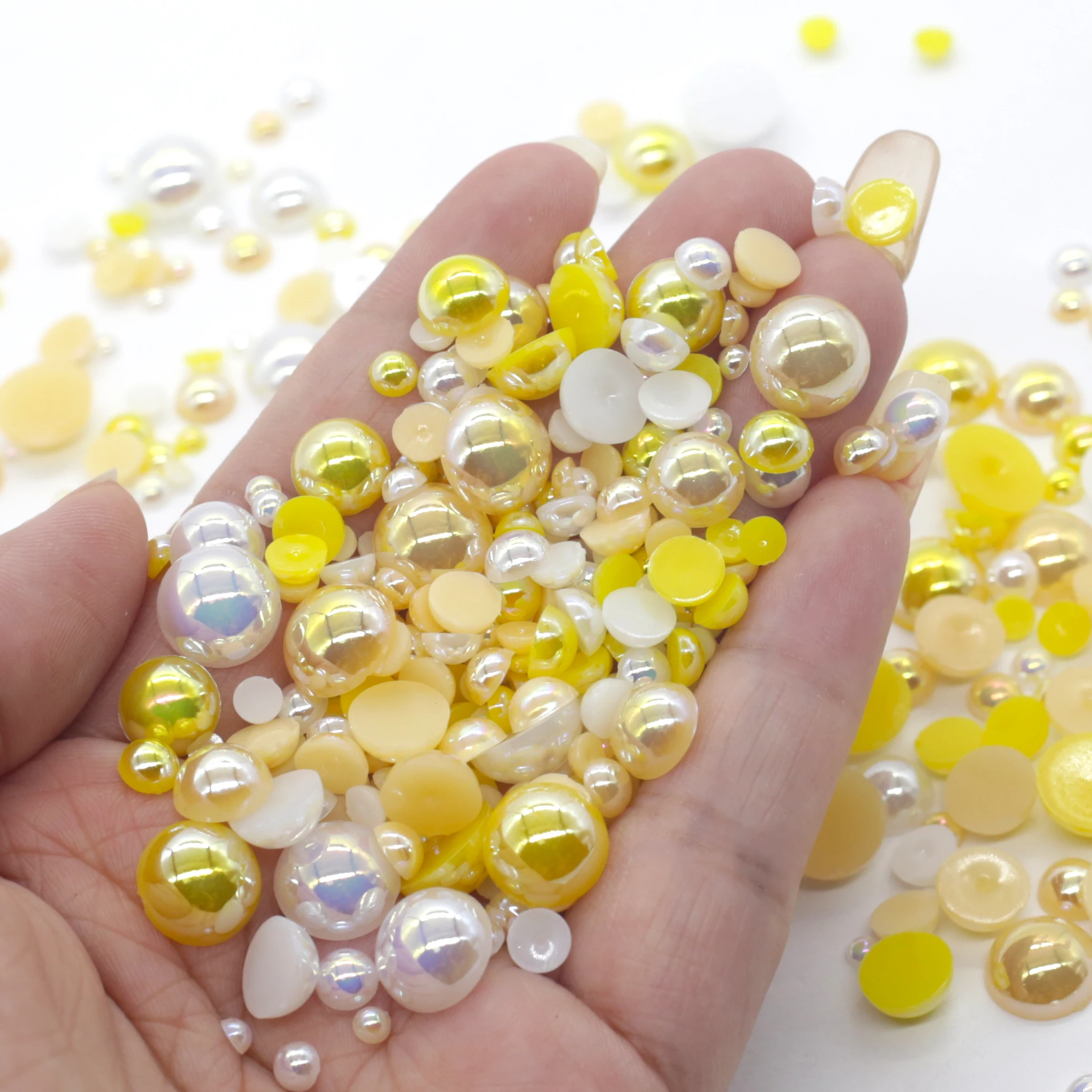 XULIN ABS Half Pearl 1.5mm20mm Customized Quantity Logo Mix Size Shiny AB Color ABS Half Flatback Round Plastic Pearl