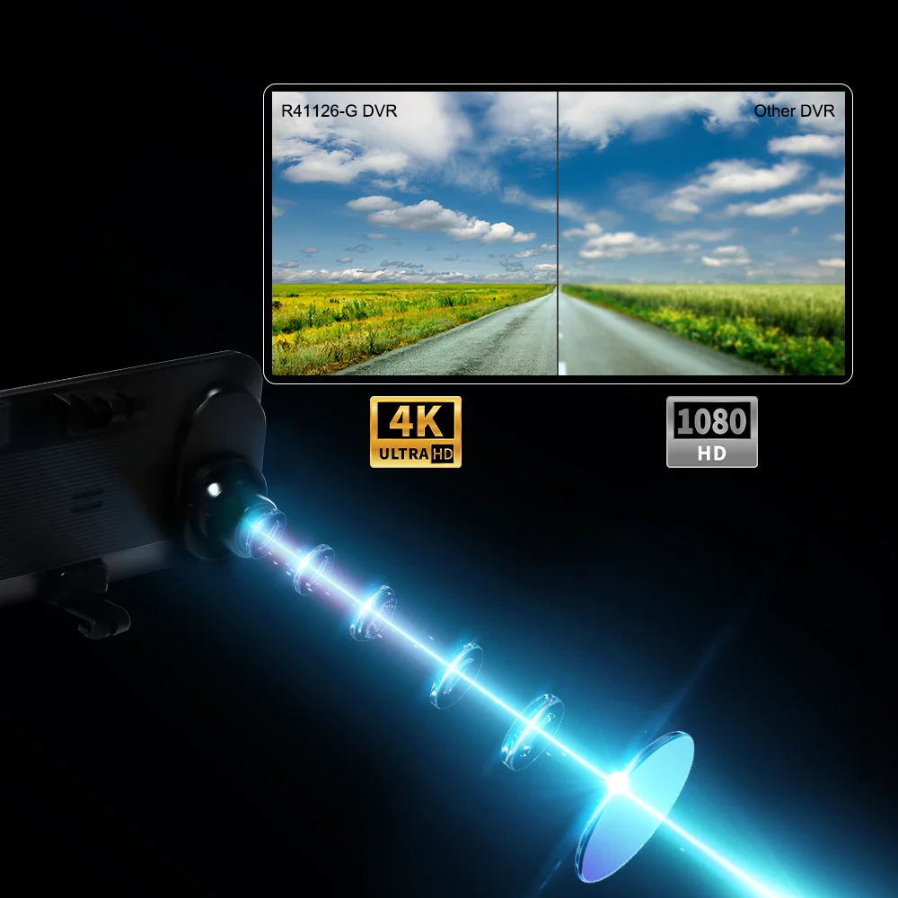 12 Inch 4K+1080P rearview mirror Car DVR Carplay Android Auto WIFI GPS dual Dash Cam front and rear 4K for Car Auto Recorder