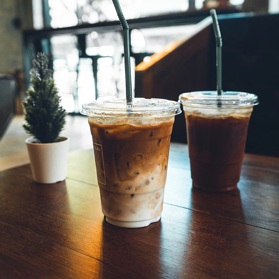 Customized Takeaway Coffee Cup Disposable Transparent Lid Boba Cup Clear Plastic Dessert Cups