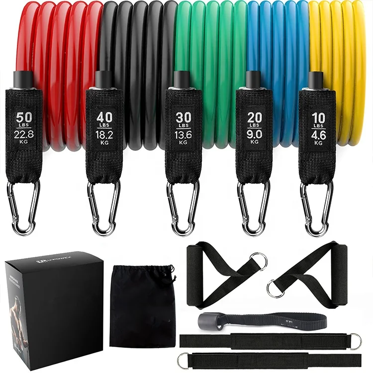 Wholesale Latex Printed Fitness Elastic Bands Set 11pcs