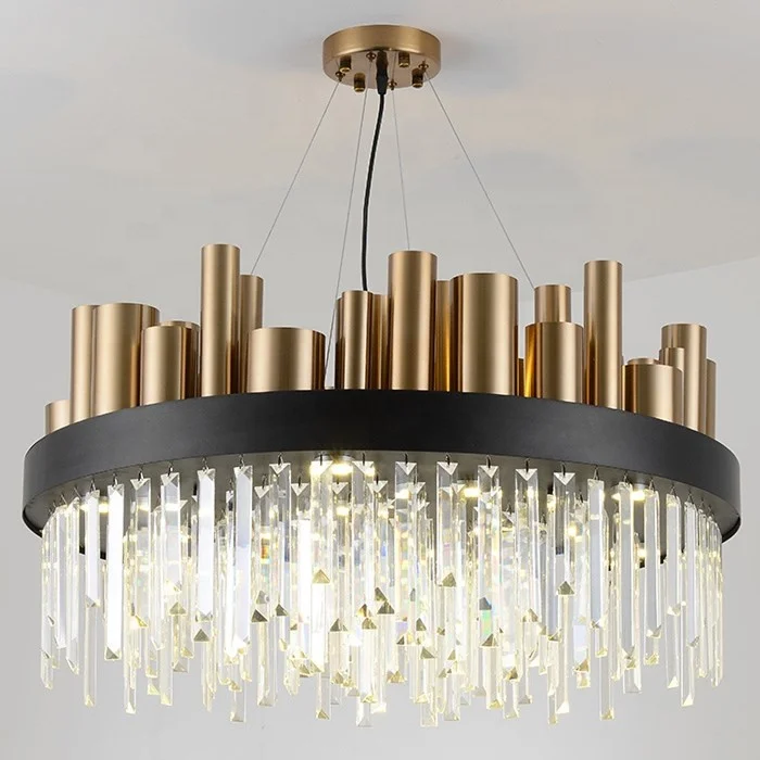 JYLIGHTING Modern Luxury LED Pendant Lamp Nordic Stainless Steel Crystal Chandeliers for Hotel Room Hanging Ceiling Lights