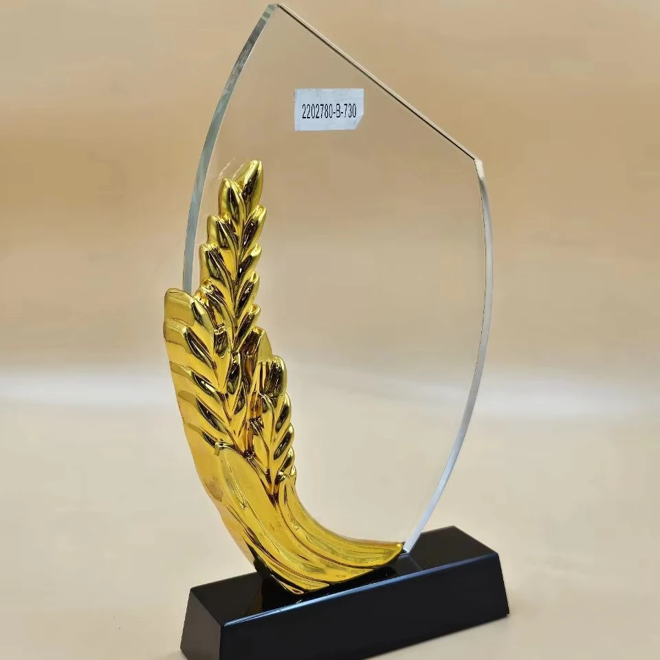 Custom Quality Crystal Trophy Award Plaque in Blank Glass UV Printed for Decor Souvenir or Gift