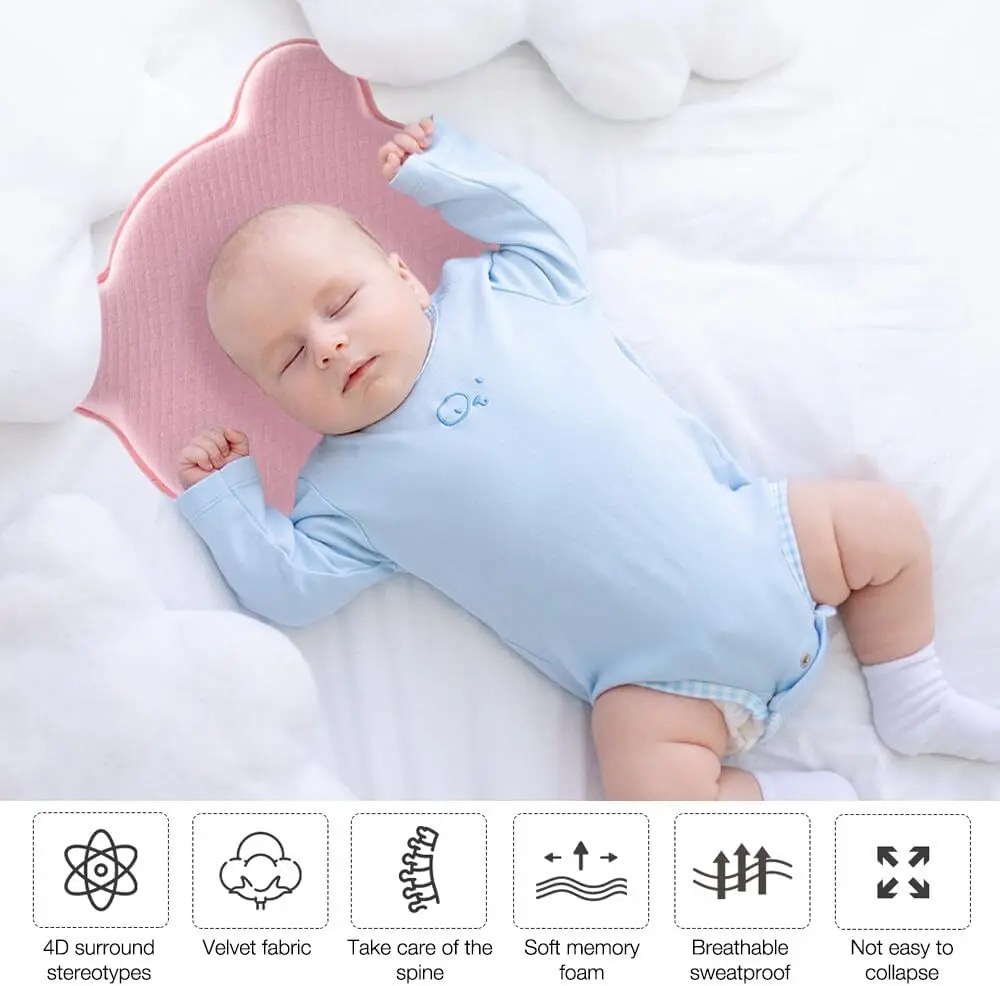 Detachable and Removable Infant Sleep Pillow Memory Foam Baby Pillow With Organic Cotton Cover