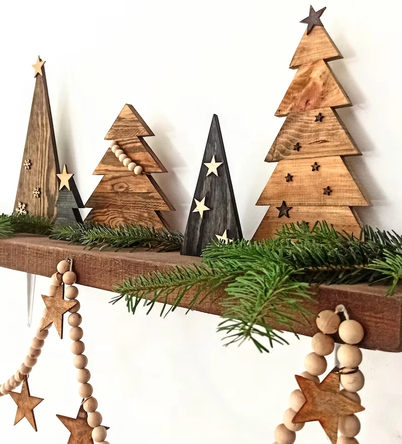 Home Decor Simple Vintage Wholesale Promotional Gift Creative Decorations Crafts Christmas Tree Ornament 5pcs Knickknacks Set