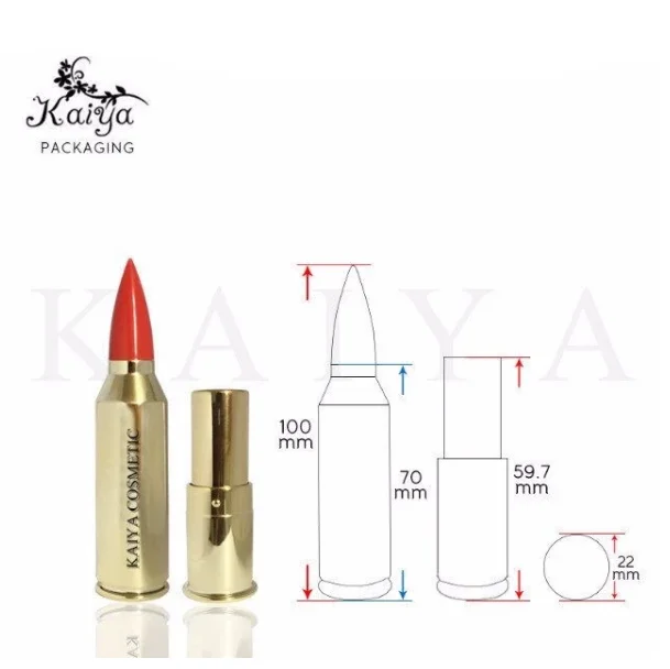 Kaiya Cosmetics New Wholesale Unique Bullet Shape Lipstick Tube Gold Bullet Lipstick Packaging Container
