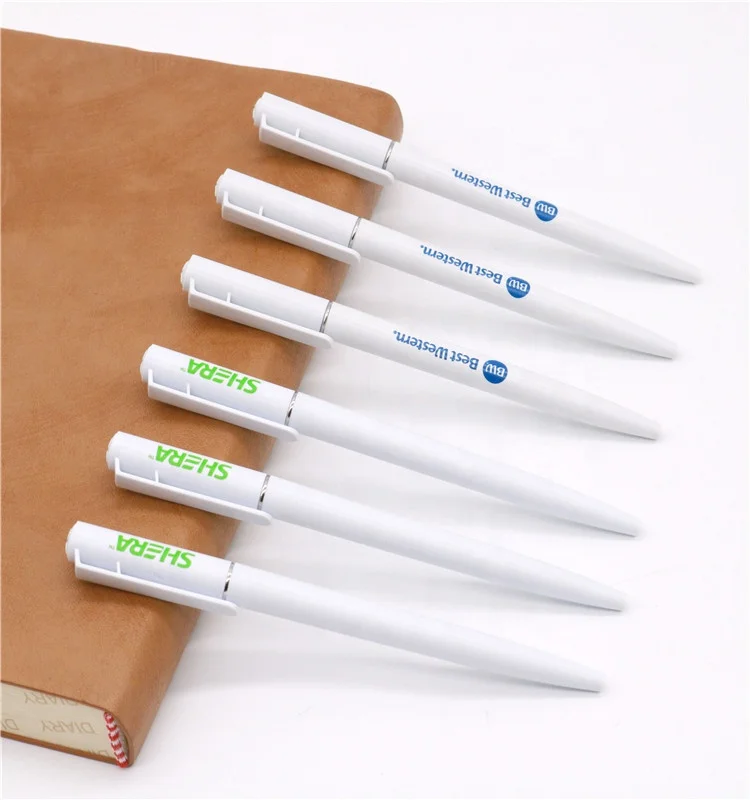 Promotional luxury white slim twist mechanism hotel Custom logo ball point Pen