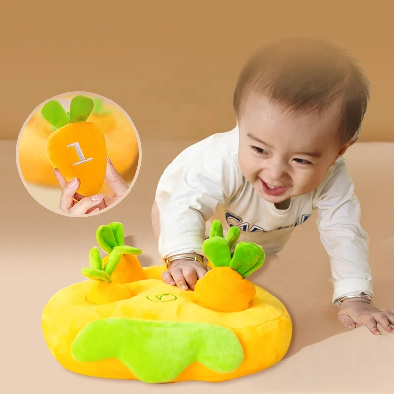Biduole Early childhood education carrot toy can  puzzle 6 months baby plush toy