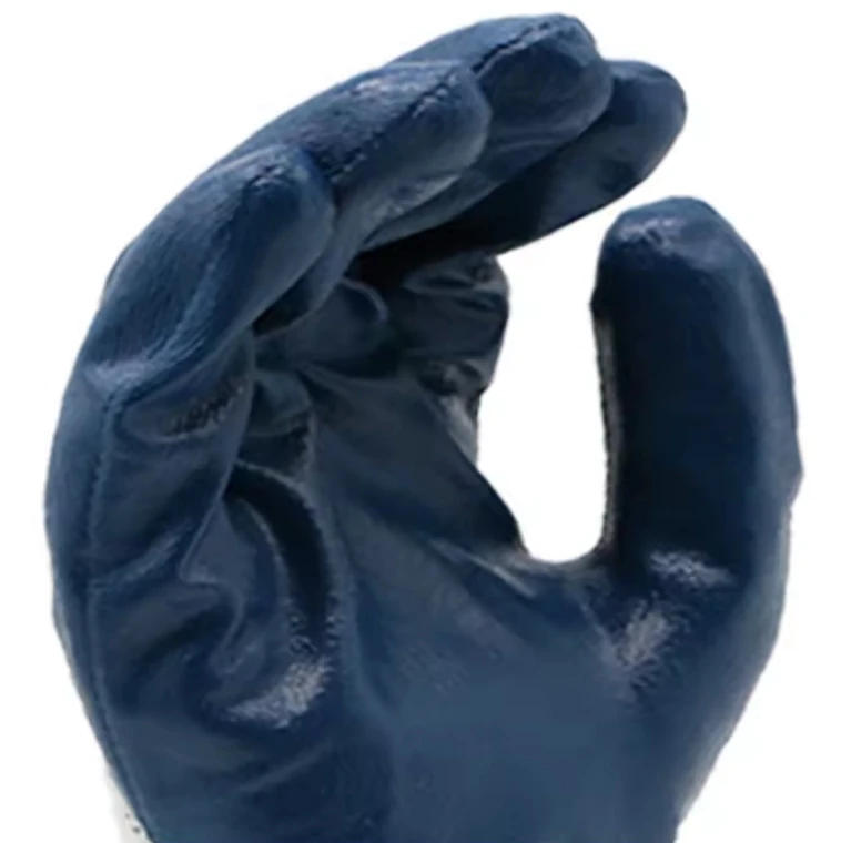 Firm grip oil chemical resistant jersey cotton nitrile 3/4 coated gloves anti slip waterproof construction work gloves
