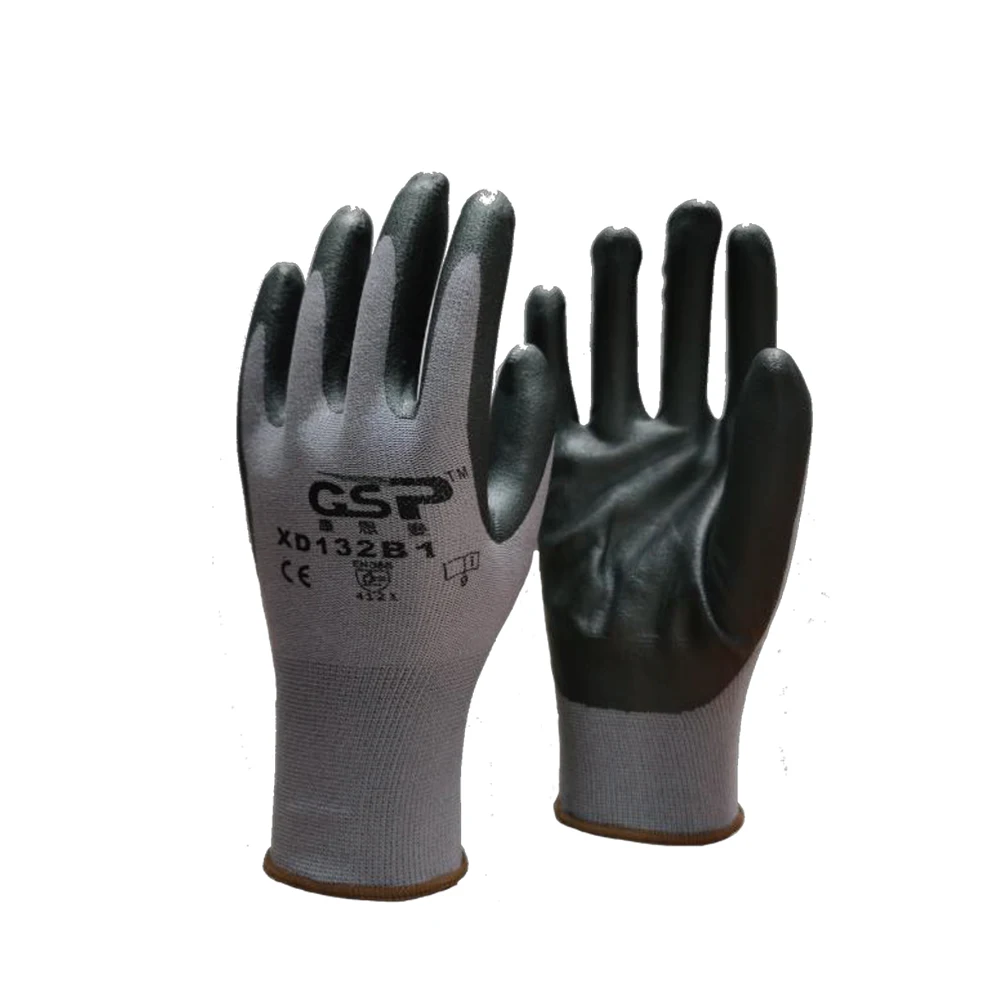 Industry housework safety rubber hand gloves safety garden gloves nitrile work glove