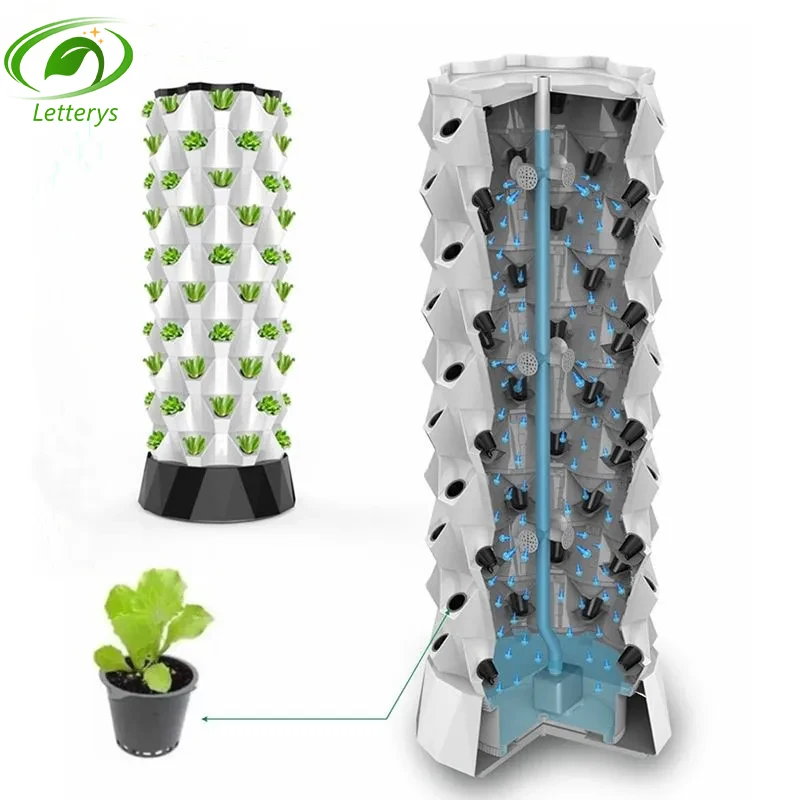 Home Vertical Garden Tower with Vertical Tower for Leafy Vegetable Hydroponic Growing Systems