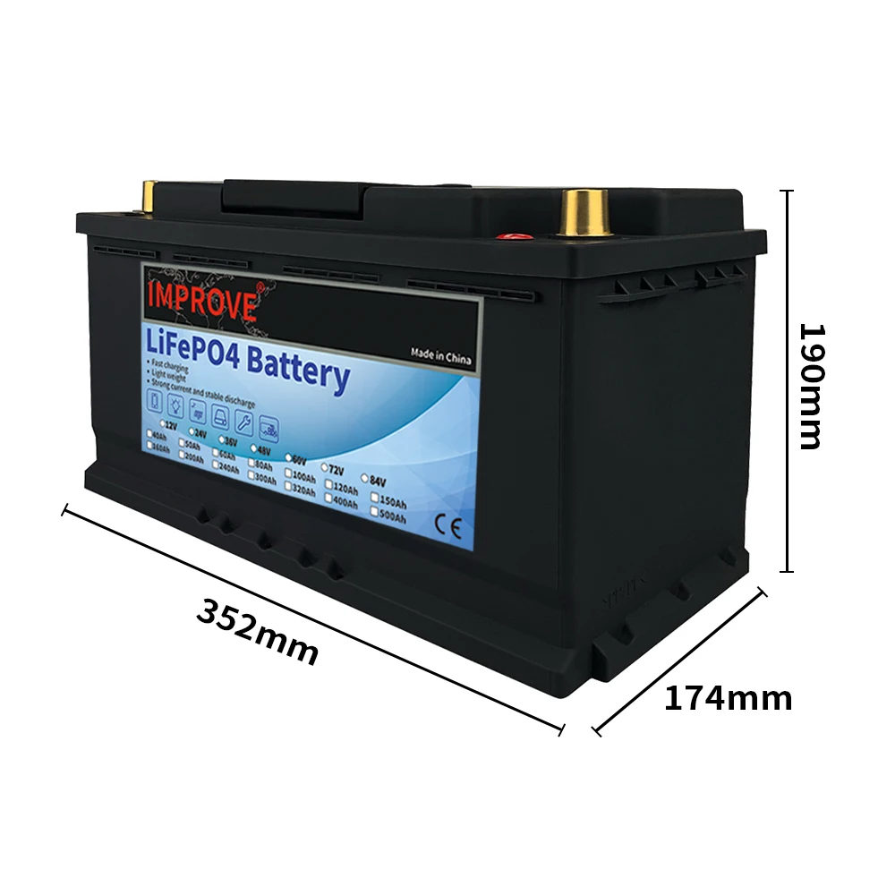 Улучшить LIFEPO4 12V 24V 36V 48V 60V 80Ah 100Ah 120Ah 240Ah 320Ah литиевая батарея для солнечных батарей RV морской катер T аккумулирования