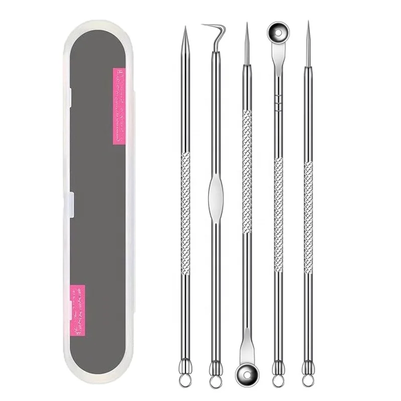 5pcs Acne Remover Tool Set Pimple Popper Tool Kit High Quality Skin Care Blackhead Extractor Tool for Face Pore Cleaner
