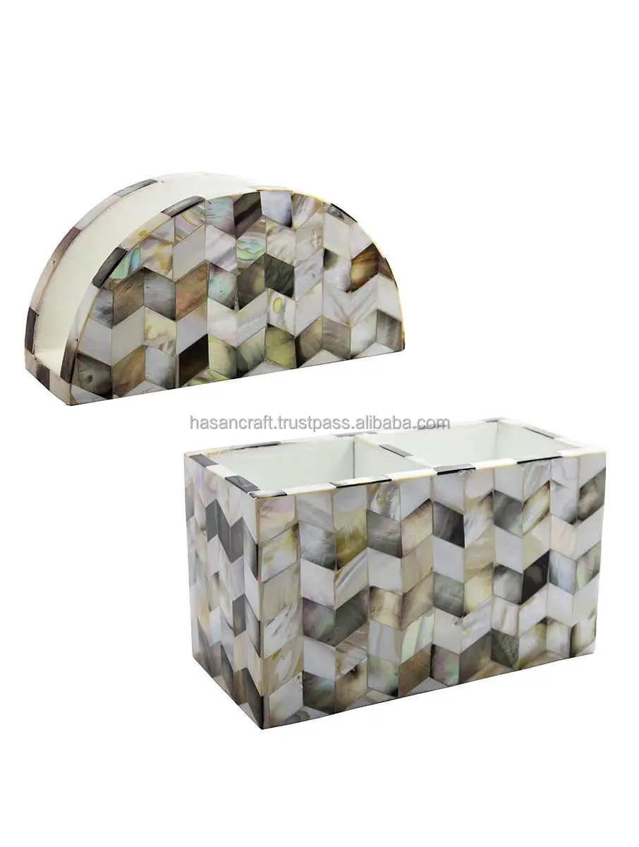 Handmade Mother of Pearl Cutlery Napkin Holder Spoon Holder Tissue Holder for Home Hotel & Restaurant