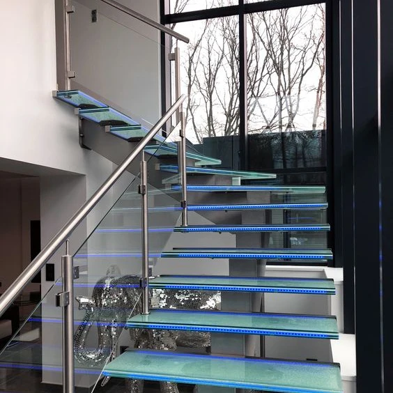 Residential Mono Beam Straight Staircase Central Steel Spindle Stairs