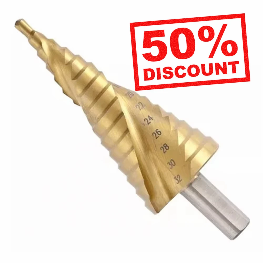 4 to 32MM Spiral Flute Wood Cone HSS High Speed Steel Titanium Coating Power Tool Accessories For Stainless Metal Step Drill Bit