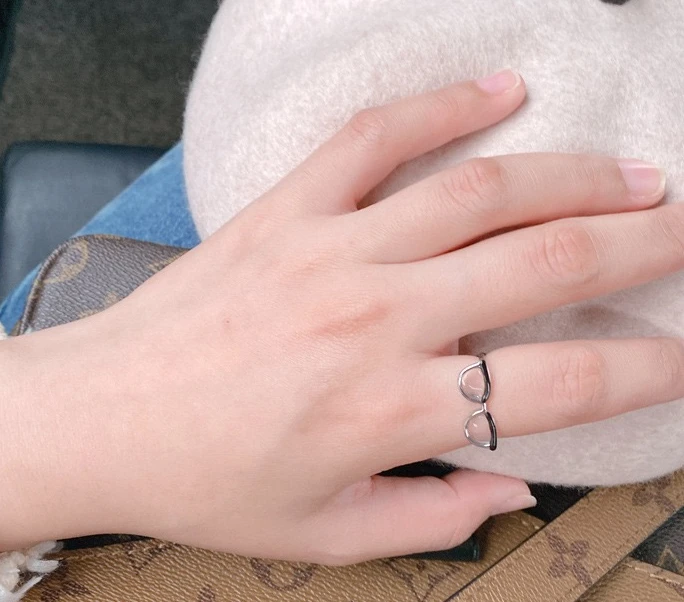 Open ring adjustable enamel painted ring finger buckle tail ring