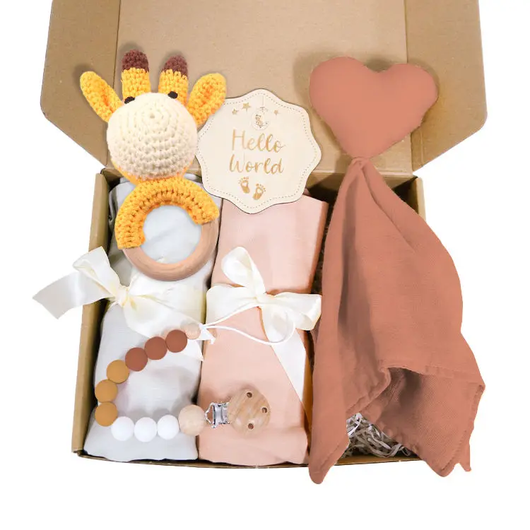 Wholesale Supplier Newborn Luxury Swaddles Wraps Muslin Baby Receiving Blanket Set with Bunny Toys