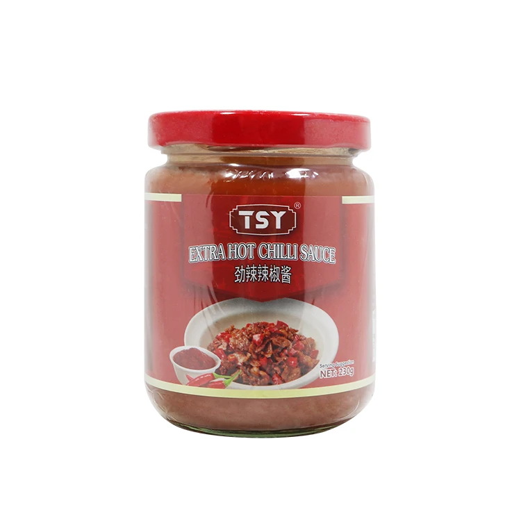 TSY Foods Pepper Manufacturer Glass Bottle 230g 250ml 320g Thai Chili Paste Sambal Oelek Chinese Hot Chilli Sauce