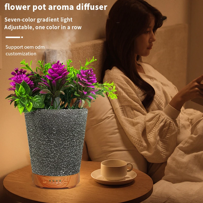 aroma oil diffuser 2023 wooden humidifier dorm room essentials home fragrance machine flowerpot humidifiers for home
