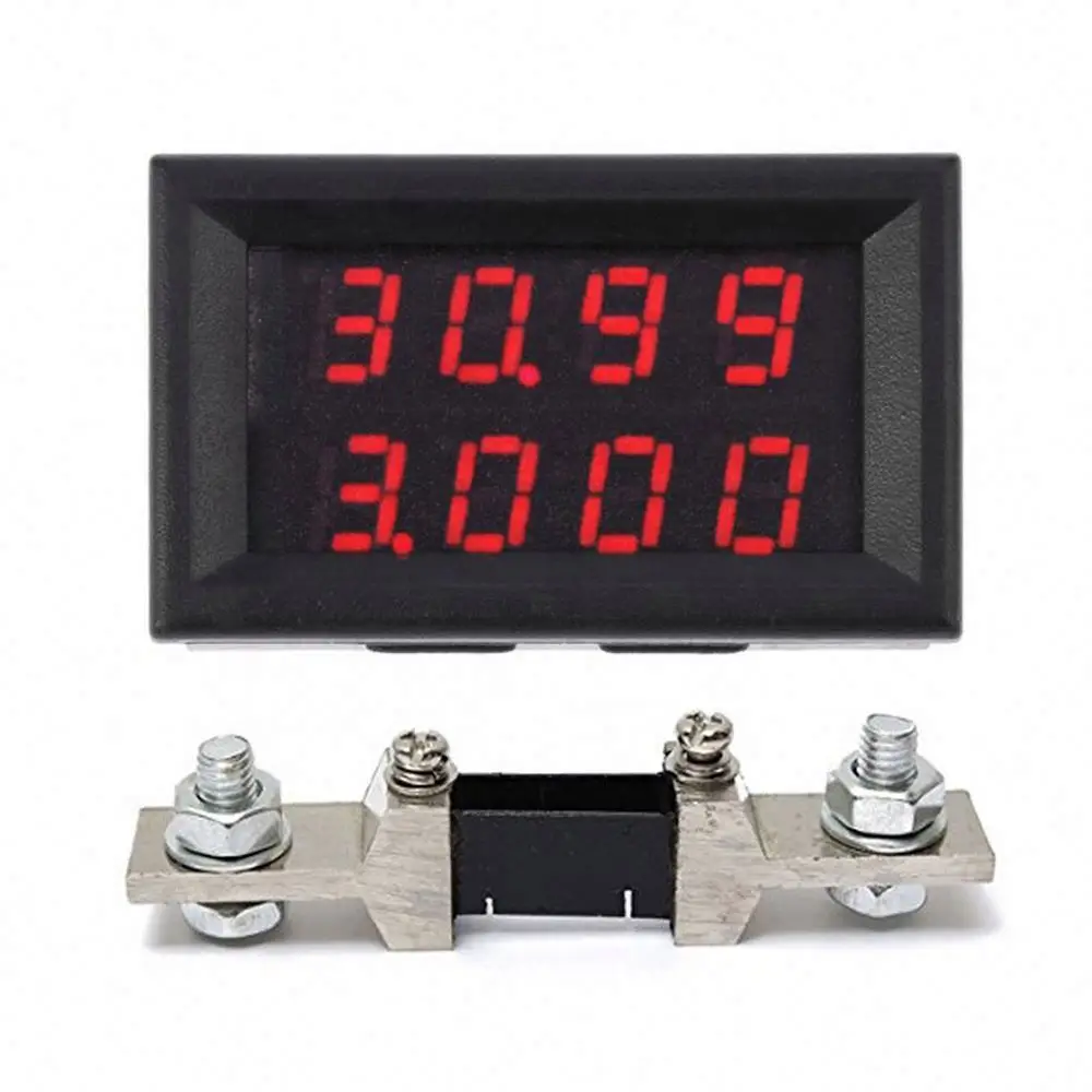 DC 0-100V 200A Mini Digital Voltmeter Ammeter Volt Amp Meter Voltage Current Tester Gauge 4 digits Red and Red Dual LED Display