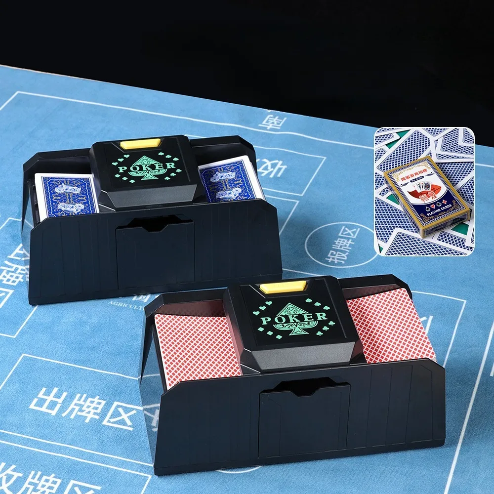 2024 New Pattern Timed Model 2 Decks Low Noise Card Shuffler Rapid Shuffling Automatic Rechargeable Electric Shuffler