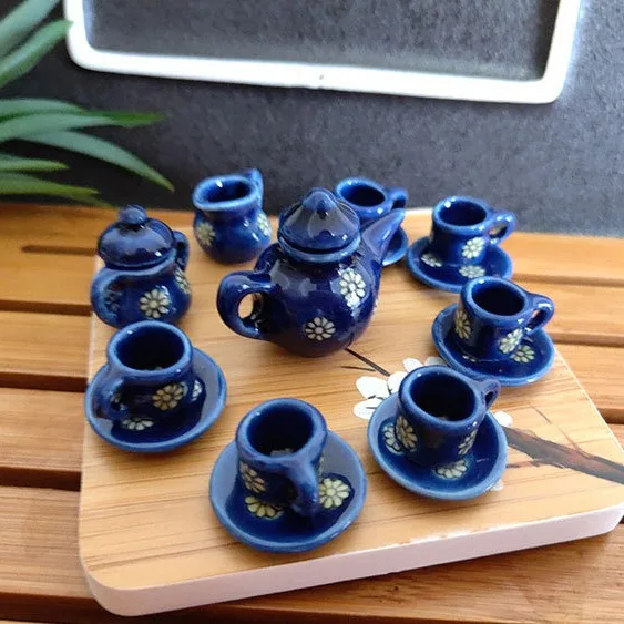 Dollhouse Kitchen Ware Miniature Ceramic Tea Sets for 1/12 scale dollhouse