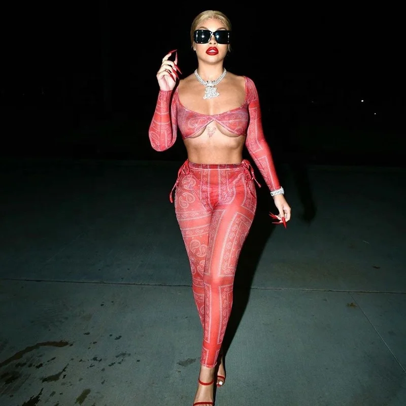2021 Sexy Mesh Two Piece Set Pants,Bandana Trousers 2 Piece Set Women, Wholesale Sexy Two Piece Sets Women