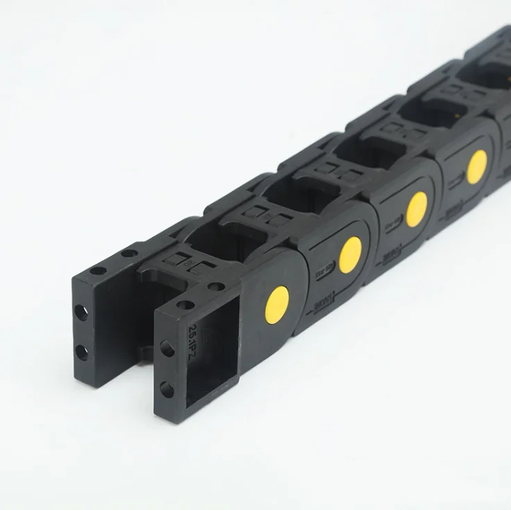 
Yellow dot H25 size 25x38 mm reinforced nylon plastic bridge electrical wires carrier energy protection cable drag chain 