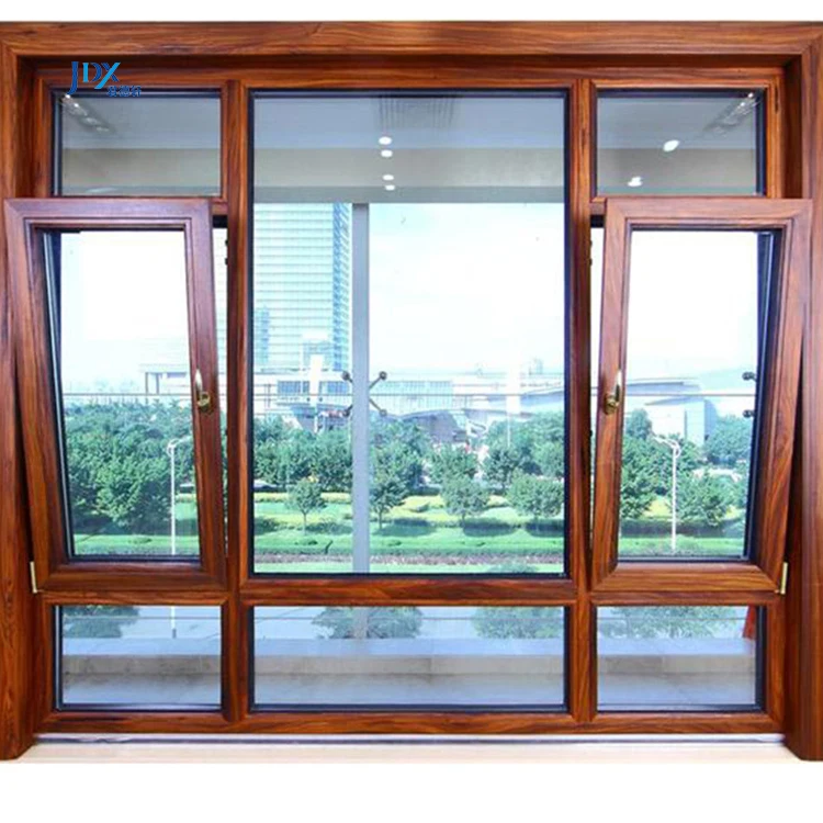 Weather Stripping Frameless Thermal Break Wind Out Double 56 Broken Bridge Teak Wood Tilt And Turn Aluminum Casement Window