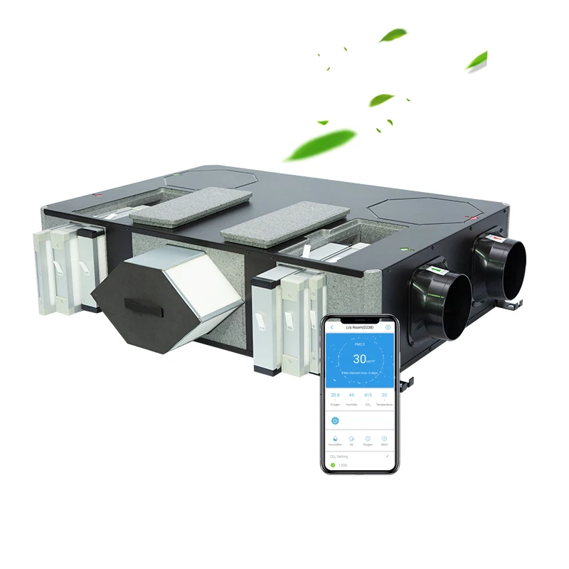 High Heat Recovery Efficiency Energy Recovery Ventilator with Tuya Wifi Module Easy to Install