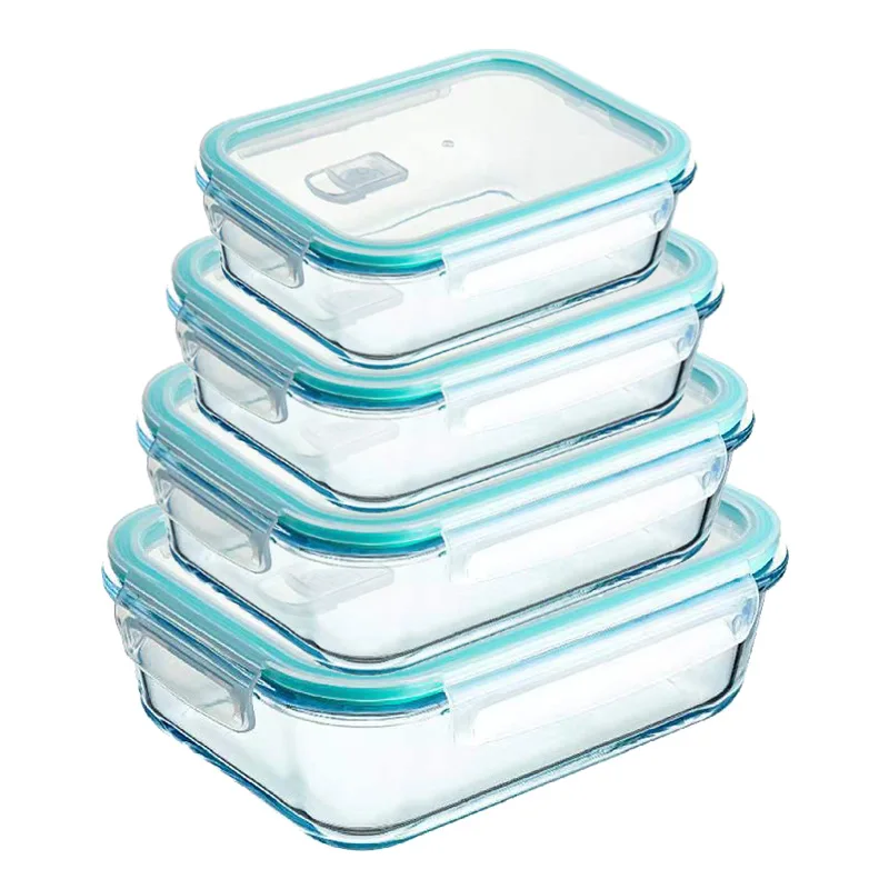 Food Grade Storage Containers Rectangle heat resistant glass food storage with PP vent lid